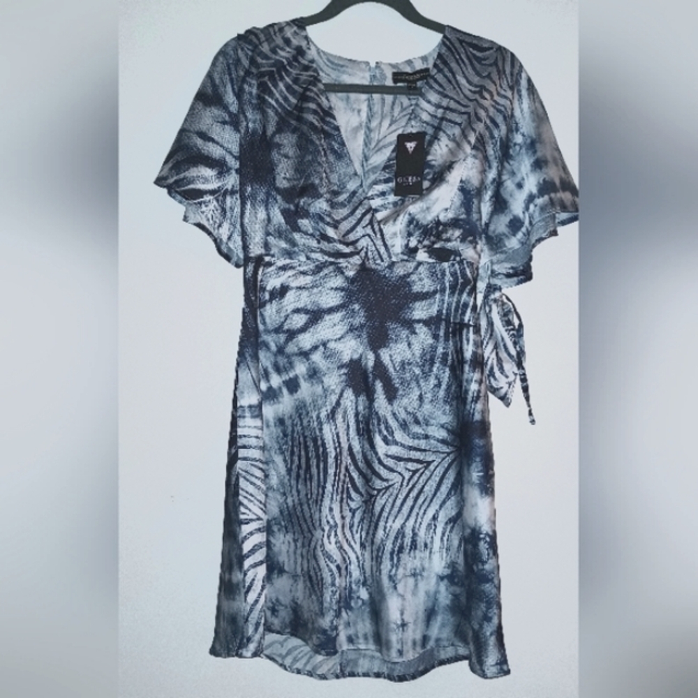 Guess - The Dye Zebra Print Blue SS Jasia Dress